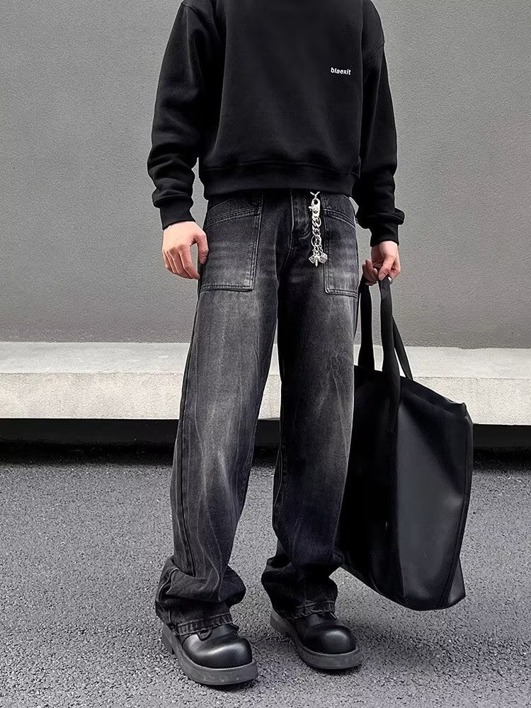 XK2441 Loose Black Jeans: Comfortable Tops for Boys and Girls in All Sizes - 图片 2