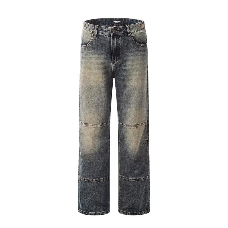 Y-Y-X-K-2442 Retro-Washed Jeans: Unisex Streetwear, Wide-Legged, Comfortable Fit, Various Sizes - 图片 2