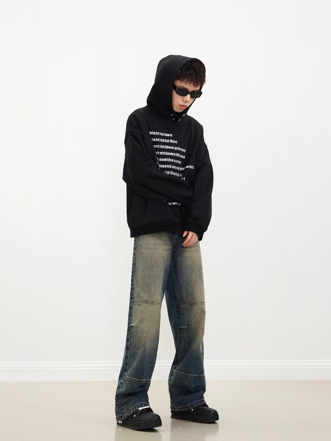 Y-Y-X-K-2442 Retro-Washed Jeans: Unisex Streetwear, Wide-Legged, Comfortable Fit, Various Sizes - 图片 3
