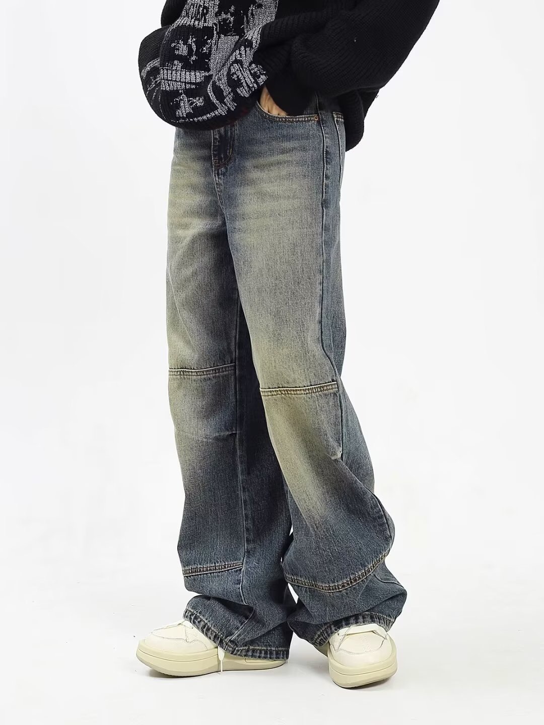 Y-Y-X-K-2442 Retro-Washed Jeans: Unisex Streetwear, Wide-Legged, Comfortable Fit, Various Sizes - 图片 4