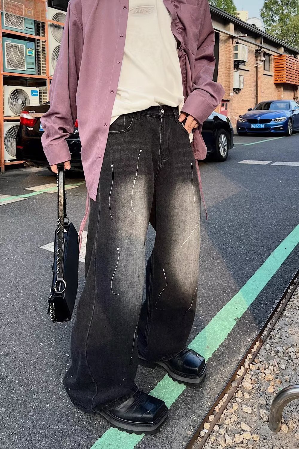 Fashionable Unisex Ink-Smashed FOG Hoodie in Black, Various Sizes Available