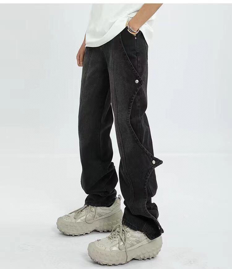 Summer High Street Jeans: Stylish Unisex Design in Black and Gray, Sizes S-XXXL