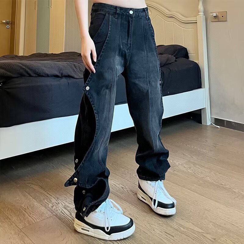 Summer High Street Jeans: Stylish Unisex Design in Black and Gray, Sizes S-XXXL - 图片 6