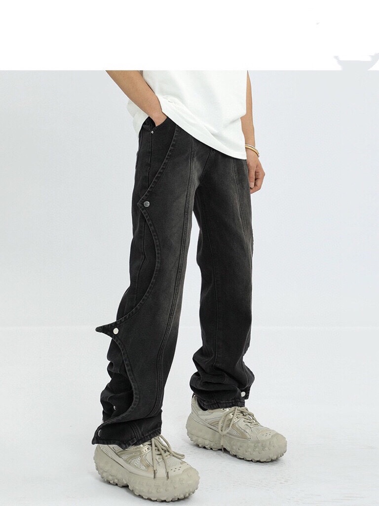 Summer High Street Jeans: Stylish Unisex Design in Black and Gray, Sizes S-XXXL - 图片 2