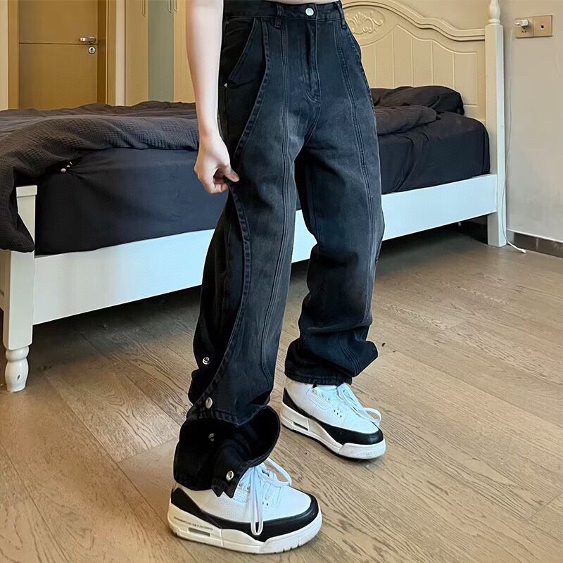 Summer High Street Jeans: Stylish Unisex Design in Black and Gray, Sizes S-XXXL - 图片 5