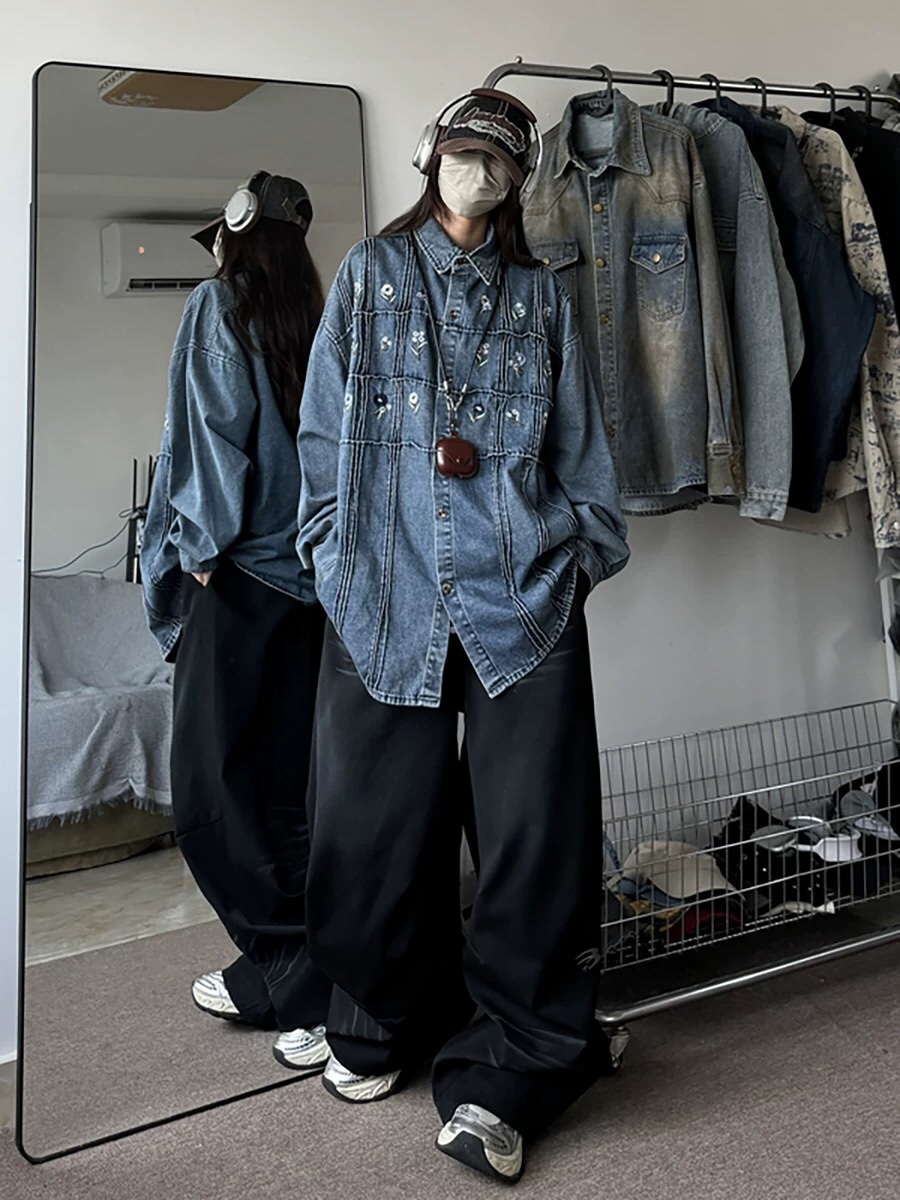 Y-Y-X-K-2890 American Retro Design Shirts for Cowboys, Blue, Sizes S-XXXL - 图片 2