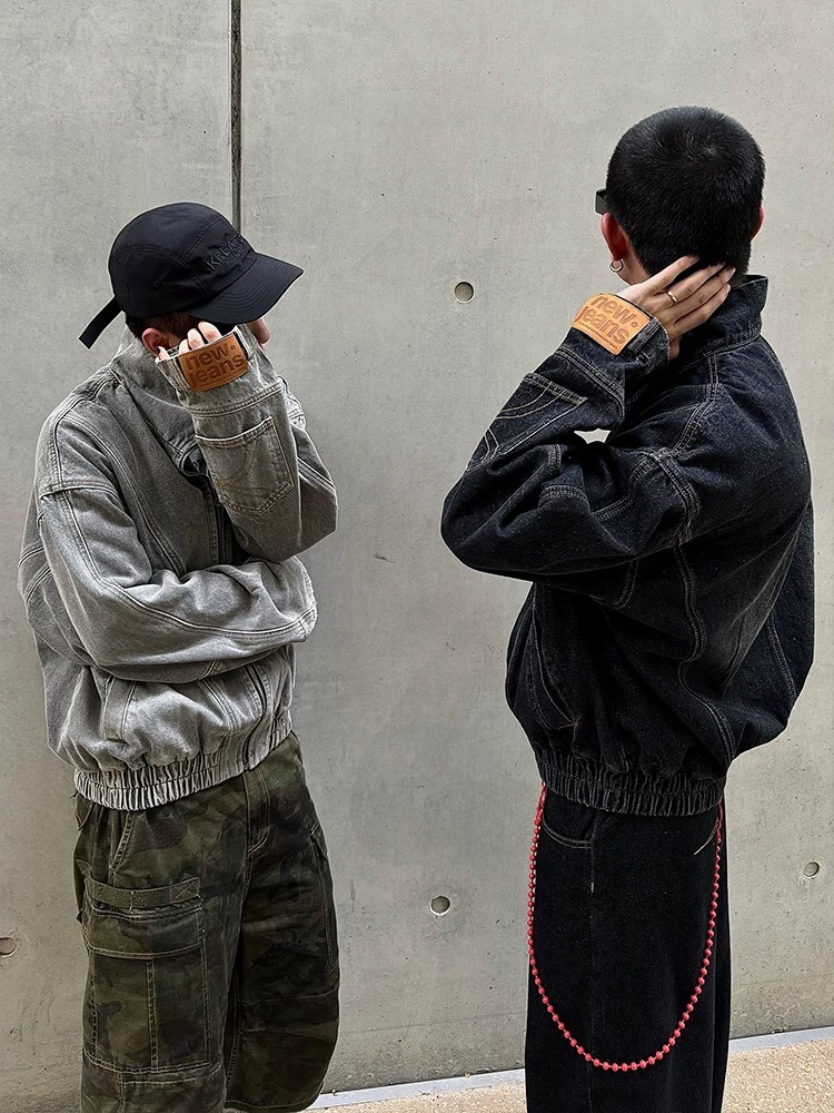 Vintage Retro Cowboy Coat: Y-Y-X-K-3078, High-Tech Water Wash, Blue Grey, M-XXXL - 图片 9