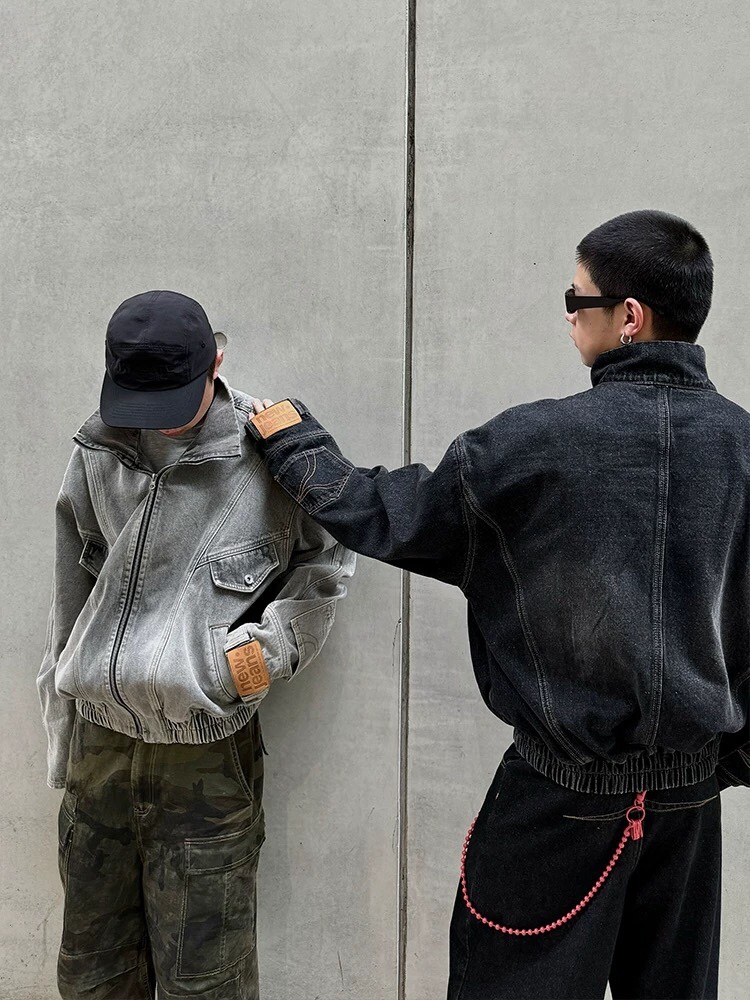 Vintage Retro Cowboy Coat: Y-Y-X-K-3078, High-Tech Water Wash, Blue Grey, M-XXXL - 图片 3