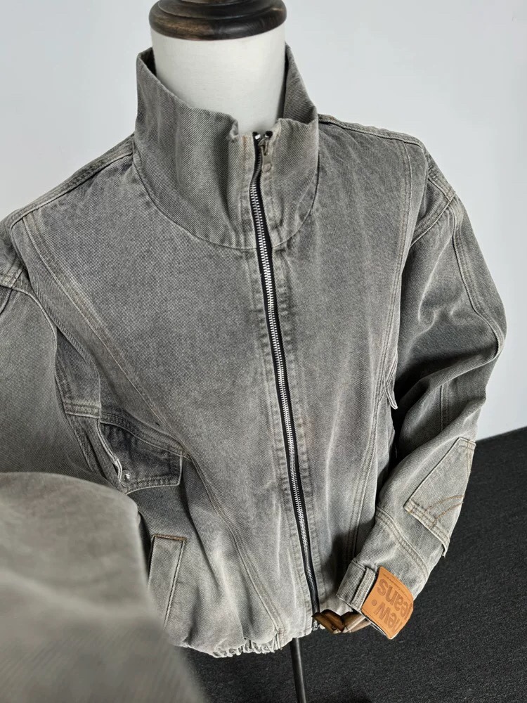 Vintage Retro Cowboy Coat: Y-Y-X-K-3078, High-Tech Water Wash, Blue Grey, M-XXXL - 图片 8