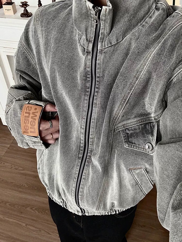 Vintage Retro Cowboy Coat: Y-Y-X-K-3078, High-Tech Water Wash, Blue Grey, M-XXXL - 图片 5