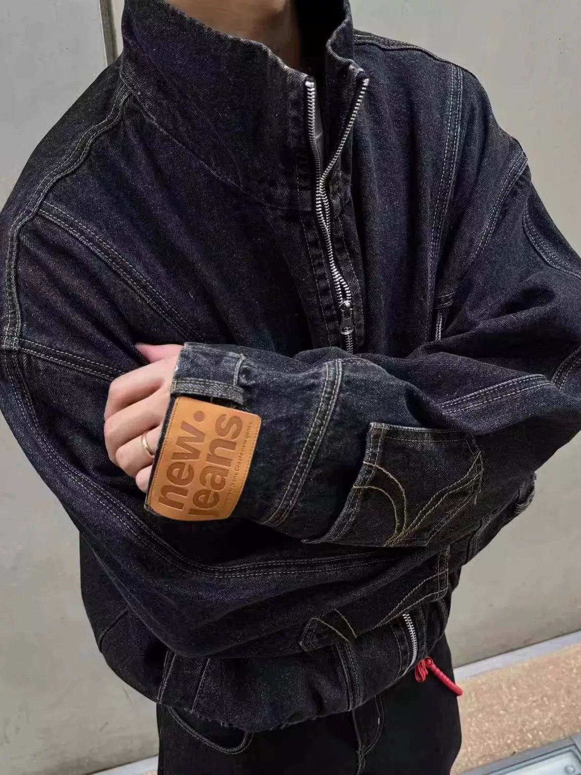 Vintage Retro Cowboy Coat: Y-Y-X-K-3078, High-Tech Water Wash, Blue Grey, M-XXXL - 图片 2