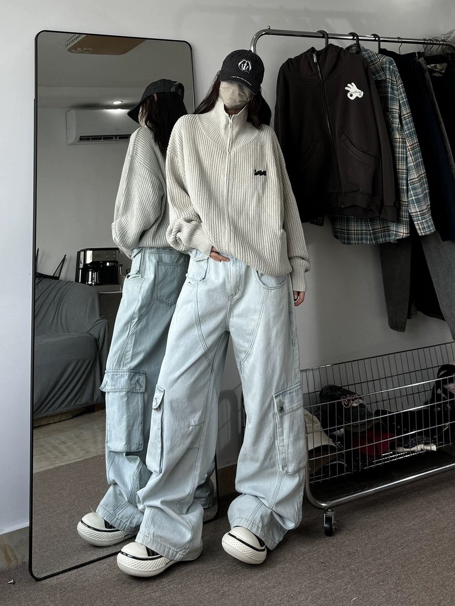 High-Tech Water Washed Broad-Legged Jeans for All Body Types