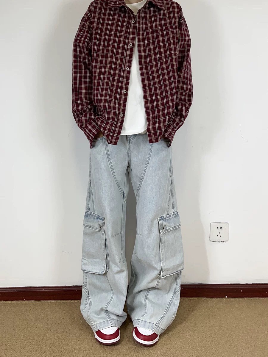 High-Tech Water Washed Broad-Legged Jeans for All Body Types - 图片 5