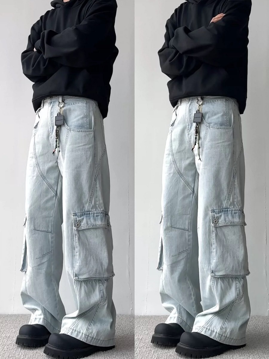 High-Tech Water Washed Broad-Legged Jeans for All Body Types - 图片 8