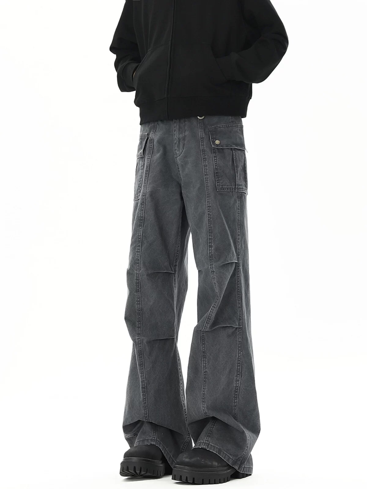 American High-Tech Water Washed Gray Cleanfits for Men and Women - 图片 9