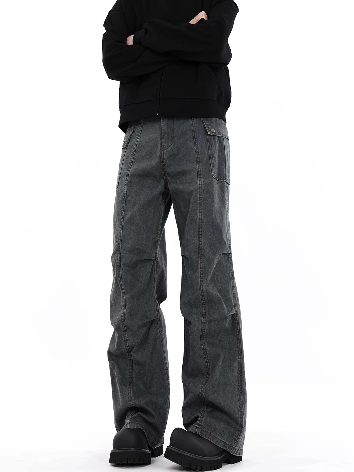 American High-Tech Water Washed Gray Cleanfits for Men and Women - 图片 4