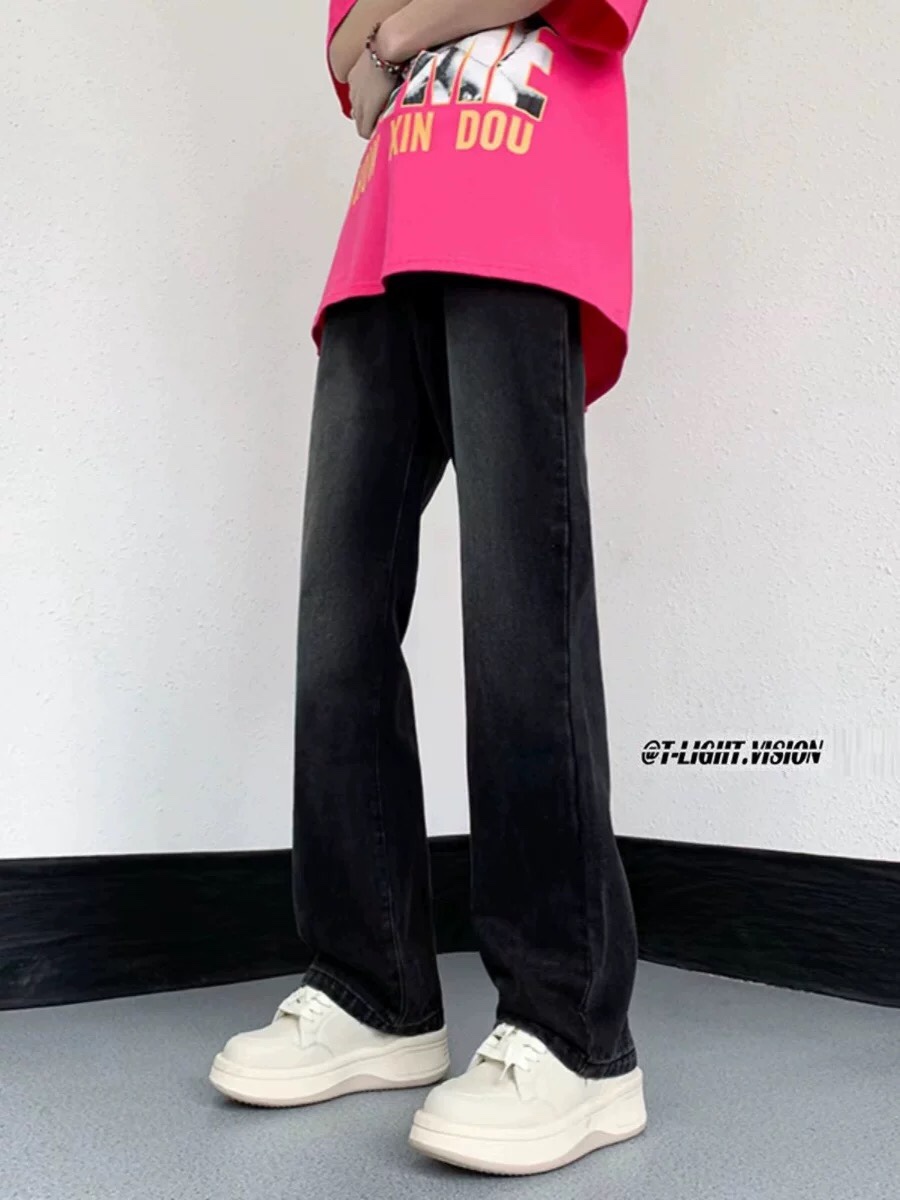 Fashionable Black High Street Water Washed Pants for All Body Sizes - 图片 3