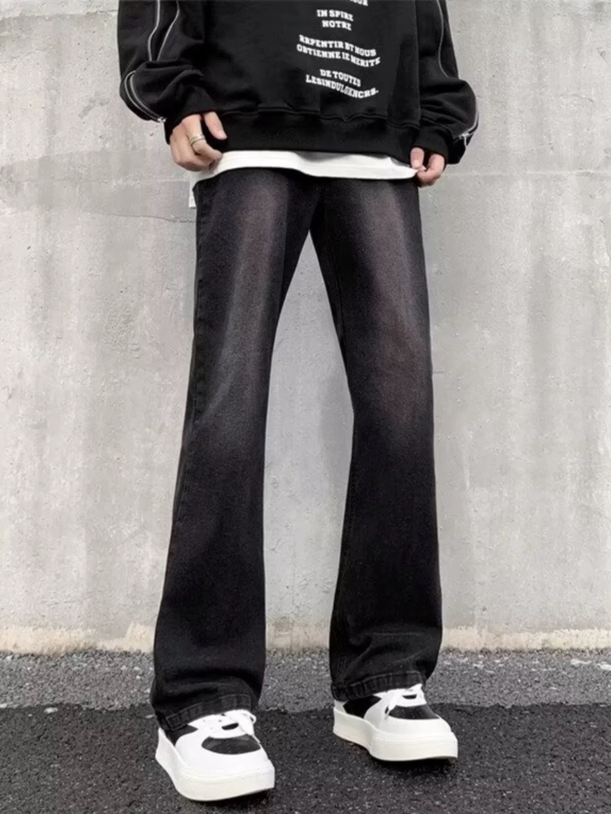 Fashionable Black High Street Water Washed Pants for All Body Sizes - 图片 9