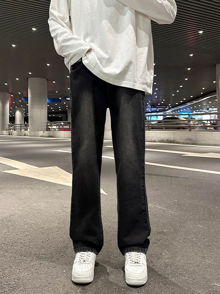 Fashionable Black High Street Water Washed Pants for All Body Sizes