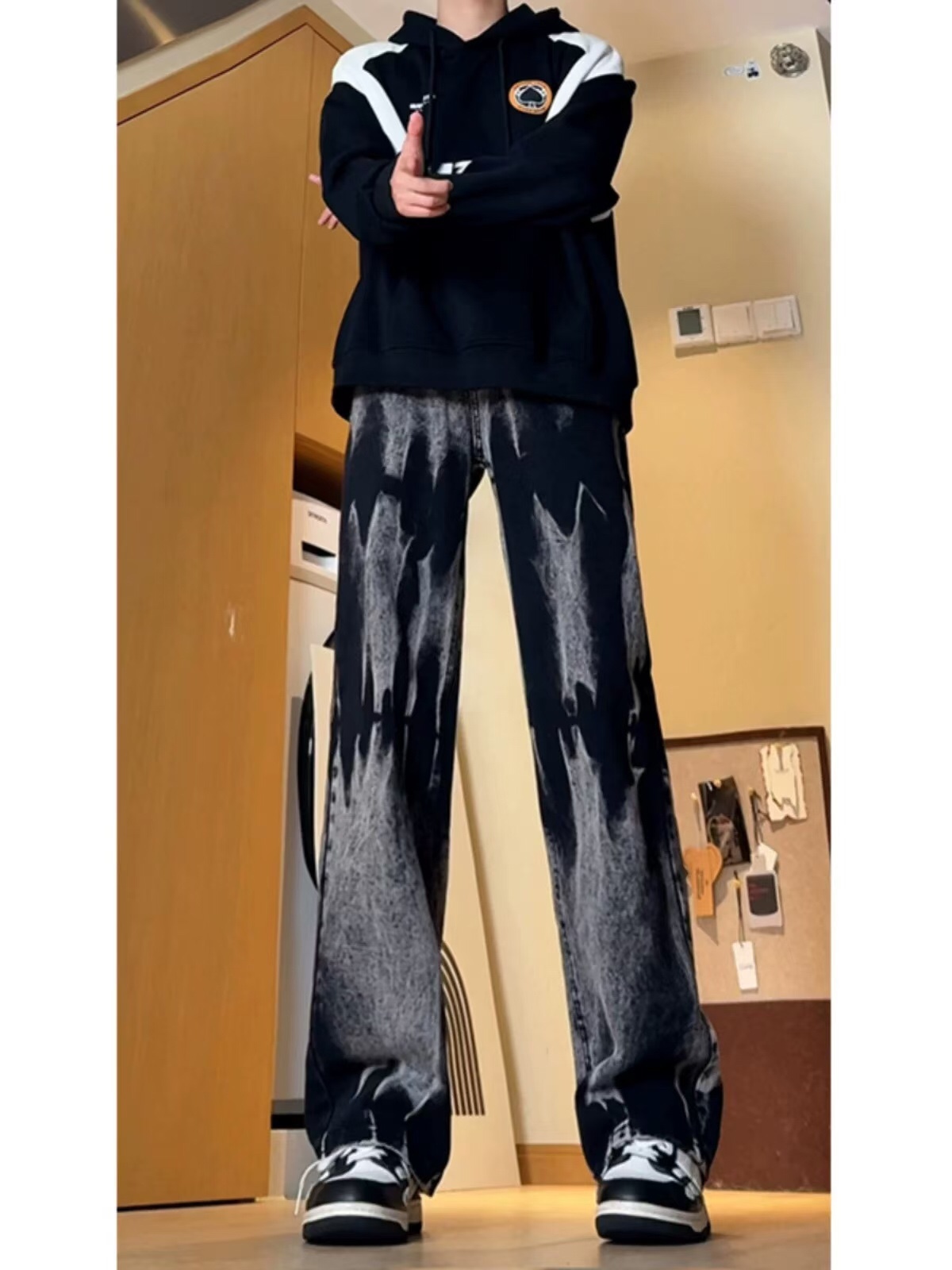 Y-Y-X-K-3130 Clothing: Black Swept Design, Unisex S-XXXL, Various Sizes Available - 图片 7