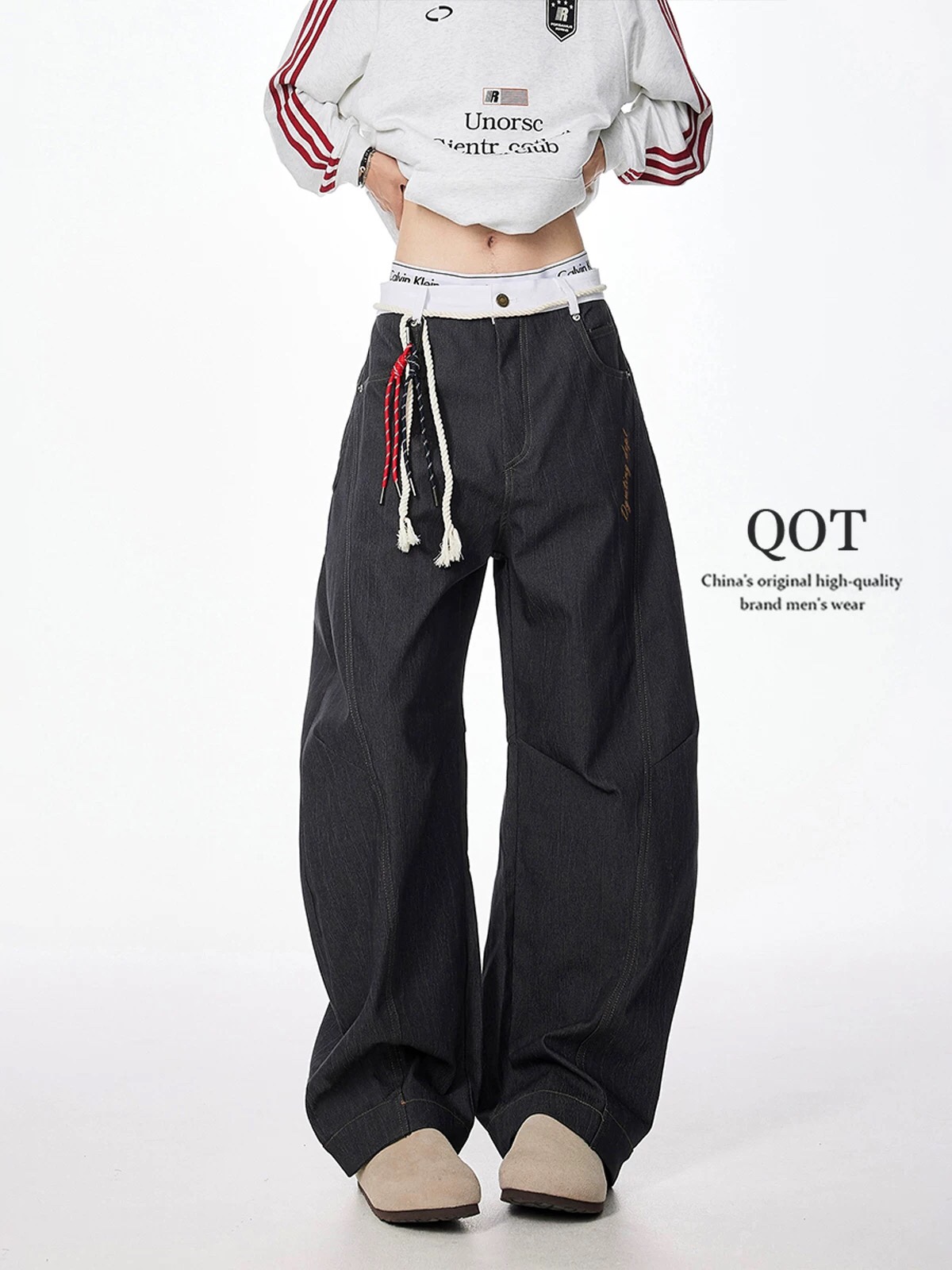 High-Tech Water Wash Machete Jeans for All Body Types in Black and Gray - 图片 4
