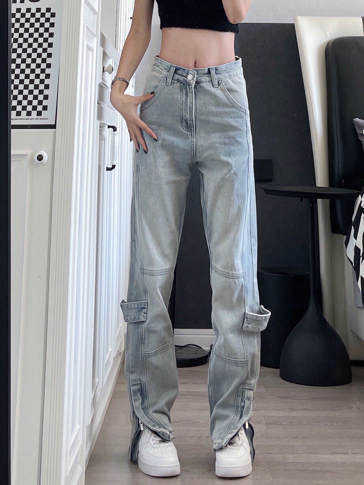 “Rectangular Style Unisex Pants in Blue, All Sizes S-XXXL, Four-Season Wear” - 图片 9