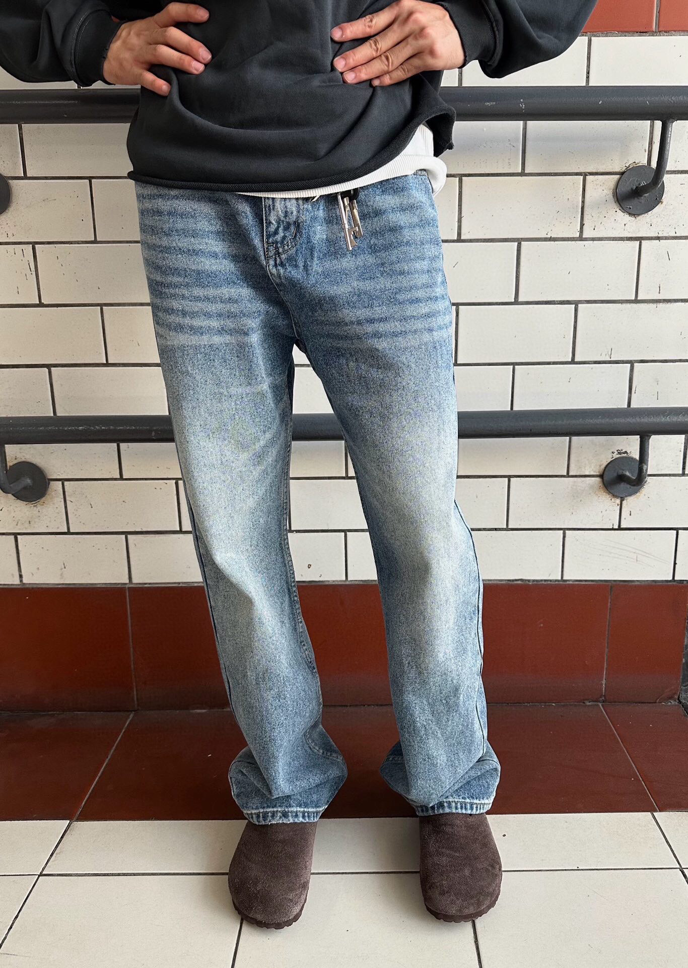 Vintage-Style Long-Barrel Jeans: Retro Modén Accents, Easy Street Fashion, Various Sizes. - 图片 7