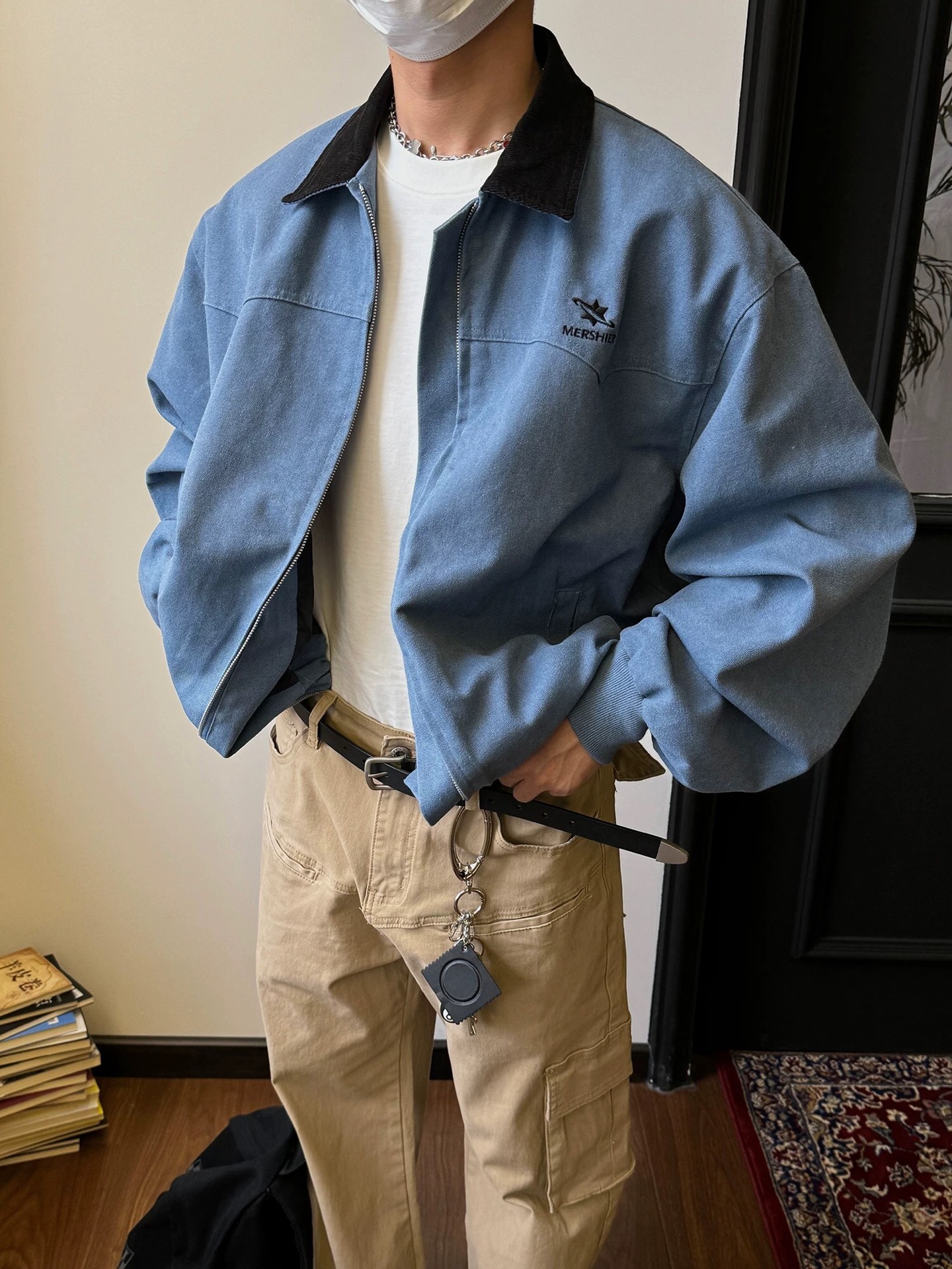 American Retro-Harrington Short Jacket: High-Tech Water Wash, Velvet Color, Cosmopolitan Style.