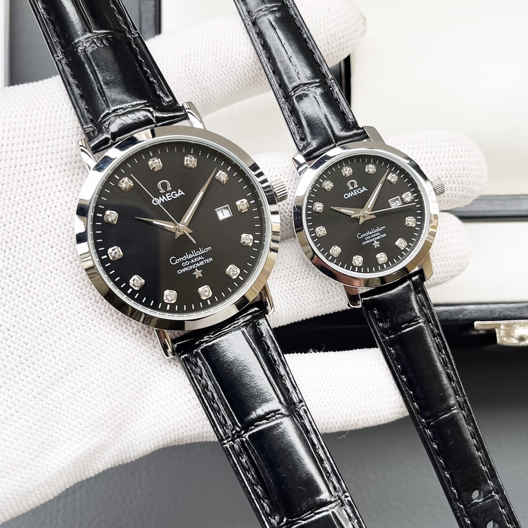Elegant Omega Couple’s Watch: White & Gold Shells, Steel Belt, Imported Materials - 图片 5