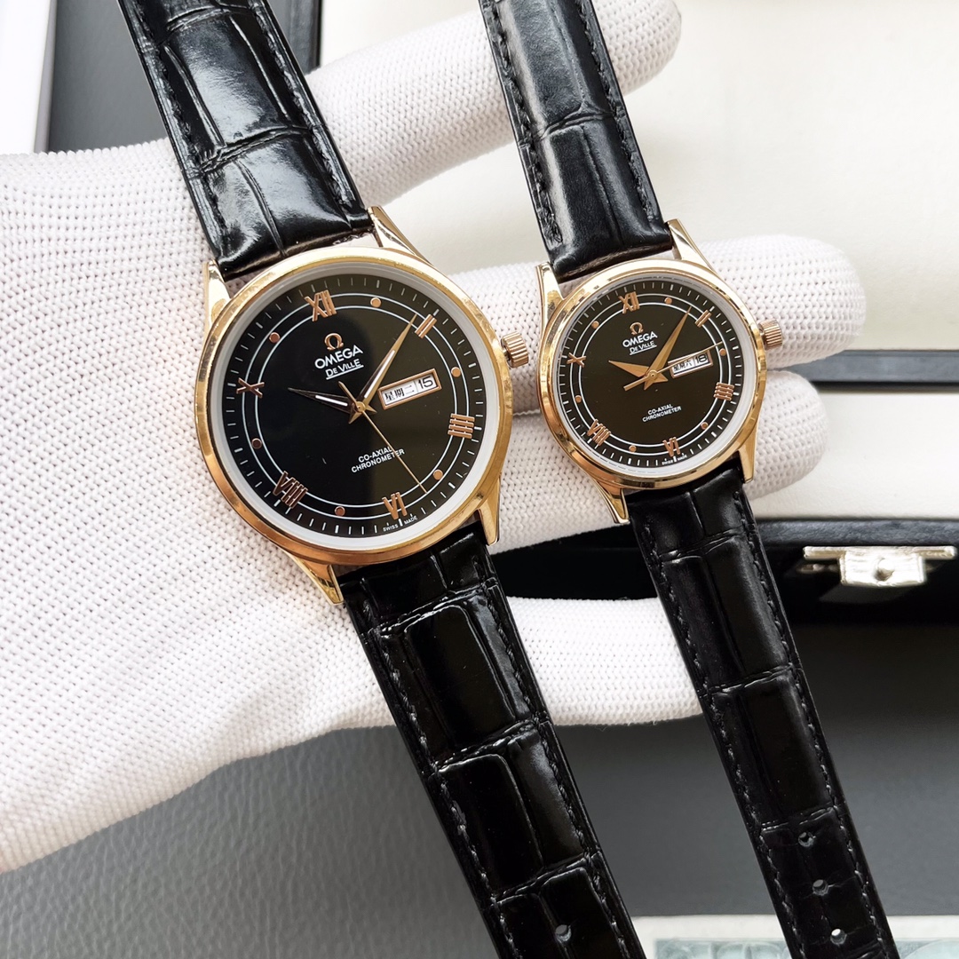 Elegant Omega Couple’s Wristwatch with White Hull and Gold Lace - 图片 6
