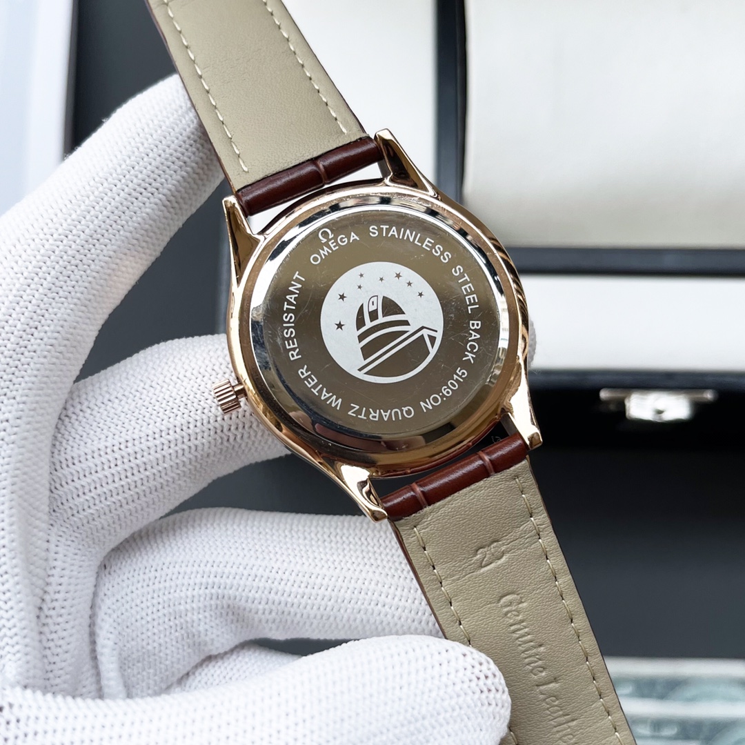 Elegant Omega Couple’s Wristwatch with White Hull and Gold Lace - 图片 9