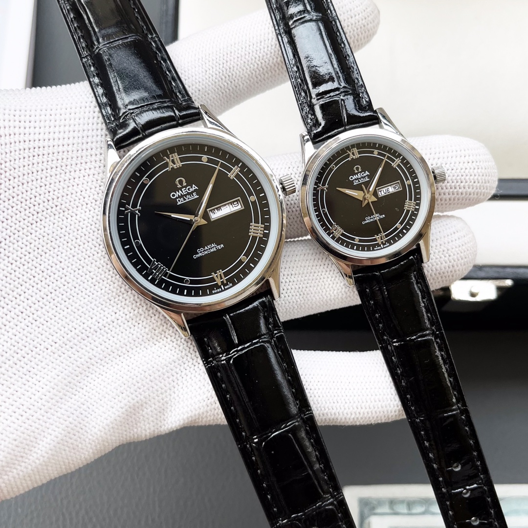Elegant Omega Couple’s Wristwatch with White Hull and Gold Lace - 图片 5