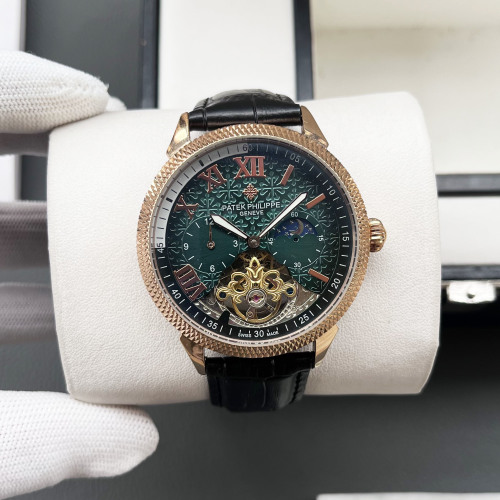 Patek Philippe Men's Automatic Watch with Leather Band and Mineral Crystal 1 Patek Philippe Men's Automatic Watch with Leather Band and Mineral Crystal