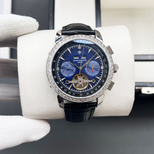 Patek Philippe Men's Automatic Mechanical Watch with Leather Band & Diamonds 1 Patek Philippe Men's Automatic Mechanical Watch with Leather Band & Diamonds