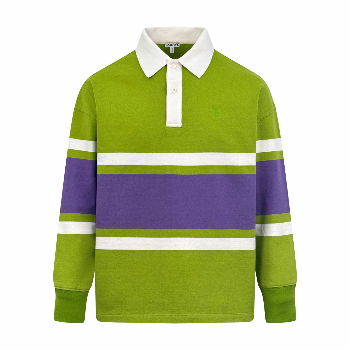 NO:595404,Loewe Anagram embroidered Polo shirt. Customized medium-weight cotton looped fleece jacquard. Full texture. Thick and solid. Every inch contains heavy warmth. Avocado green falls into Monet's garden. The breath of plants and the narrative of art are woven into the stitches. The stripe rhythm of golden ratio. The homogeneous three-dimensional shape on the chest jumps out. It is embellished like a work of art. The breathing philosophy of leaving the collar blank. A clear visual hierarchy of primary and secondary.  An orderly carnival of colors. Process 1 uses imported machine embroidery technology and uses advanced computer control systems and precision mechanical components to realize Loewe Anagram embroidery operations with high precision and smooth and delicate lines. Process 2: The fabrics are washed and have a better hand feel. Not easy to deform, not easy to shrink, not easy to fade, and maintain long-term beauty. Customized accessories 1:1 Loewe shell buckle Customized 1:1 Loewe trademark Version Loose version Size XS S  M L,,loewe,gold,alexander wang19860909Loewe Anagram 刺绣Polo衫 定制中克重棉质回圈抓绒提花布 质感十足 厚重扎实 每一寸都蕴含着沉甸甸的暖意 牛油果绿坠入莫奈花园 将植物的呼吸感与艺术的叙事性织进针脚 黄金比例的条纹韵律 胸前同质化立体跃然其上 如同艺术品般点缀其 领口留白的呼吸哲学 主次分明的视觉层次 一场秩序井然的色彩狂欢 工艺1采用进口机刺绣工艺 使用先进的计算机控制系统和精密的机械部件 实现Loewe Anagram刺绣作业 精度高 线条流畅而细腻 工艺2: 面料都经过浇洗 手感质感更佳 不易变形 不易缩水 不易褪色 保持长久的美观 辅料定制1:1 Loewe 贝壳扣 定制1:1 Loewe商标 版型 宽松版型 尺码 XS S M L,,loewe,gold,alexander wang,Men's clothing