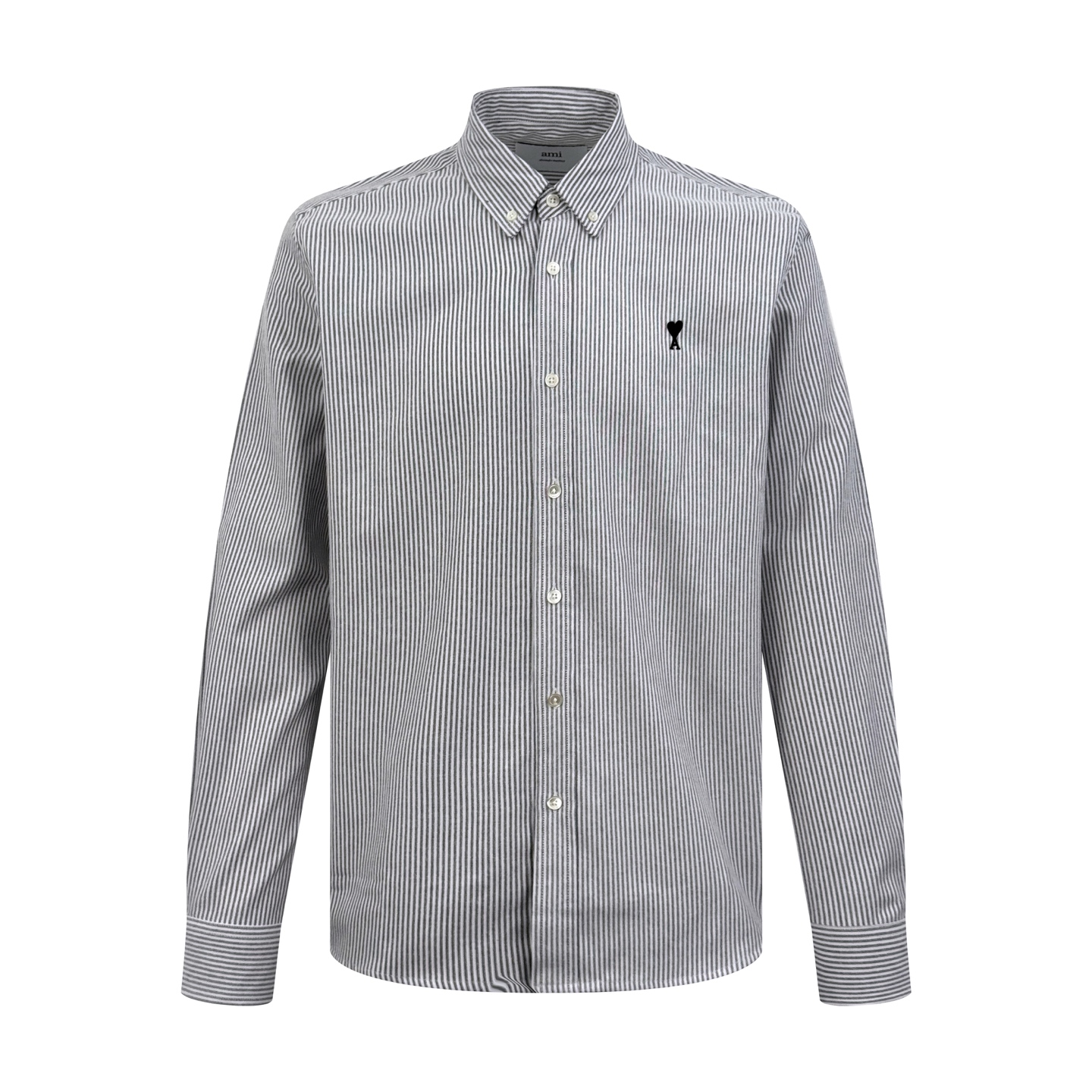 P200 Ami Paris camisa de rayas con bordado de corazón. Oxford peinado personalizado con patrón de arpa, firme y suave, …