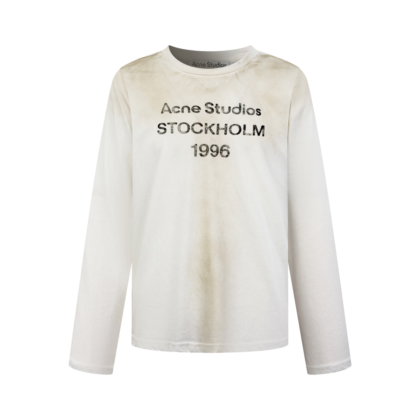 Acne Studios 定制云绒爽滑雪感棉 垂感爽滑 细腻透气 一抹奶白悄然绽放 松弛疏离 奢感自生 Acne Studios 1996徽标图案点缀于胸前 字母笔触的深浅不均 宛如岁月镌刻的印记 加以喷绘做旧的不完美感为升华 形成柔与刚的视觉碰撞 无需多言 设计自会说话 让衣服成为穿者个性的延伸