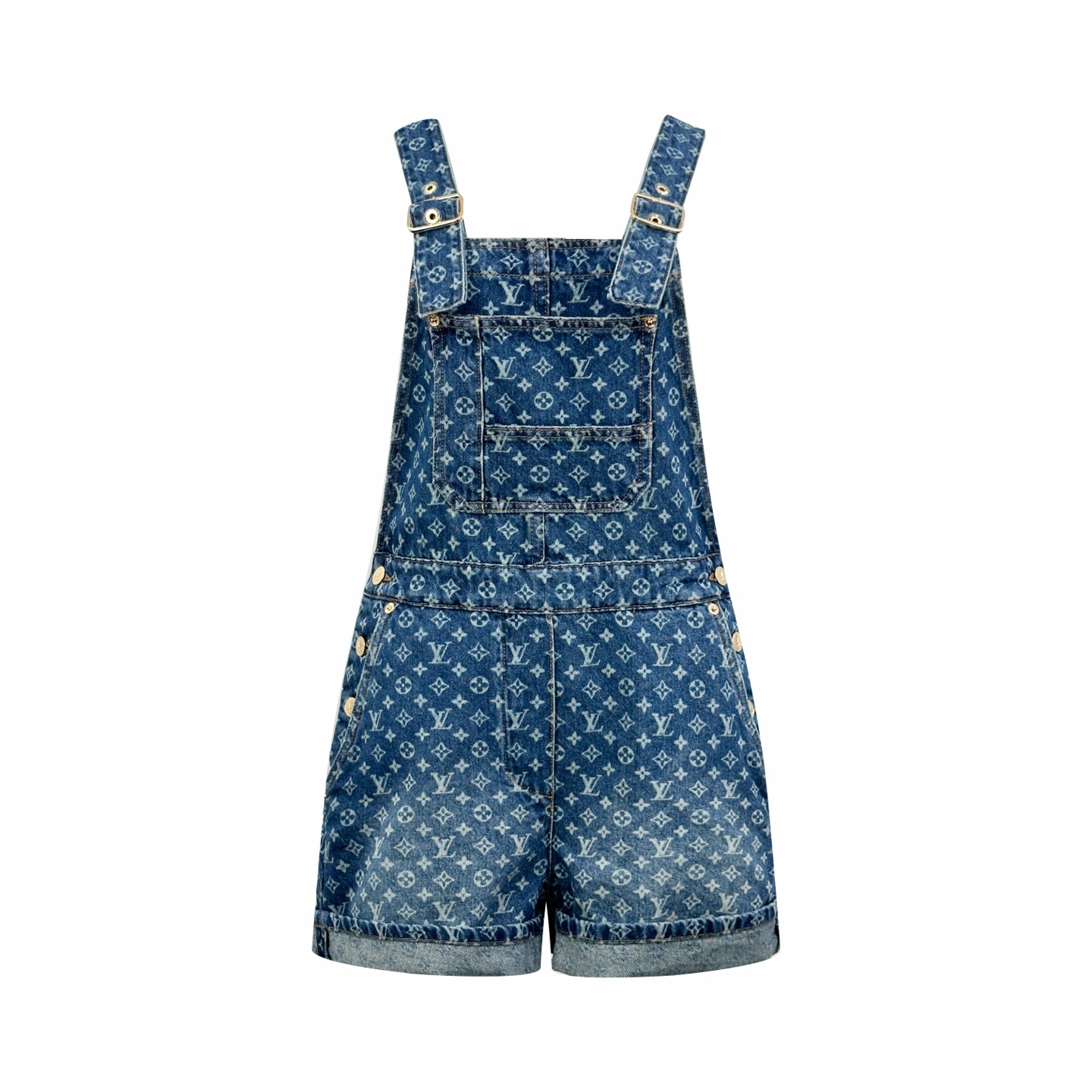 P275 LOUIS VUITTON 满印牛仔连身裤 定制定制蓝影加密纯棉经典纹牛仔料，温润如棉，舒适贴肤。靛蓝暮染，深浅渐变的蓝调层次，顺着满印老花肌理自然晕开，万般慵懒显贵气。 全幅Monogram 图案铺陈水洗丹宁之上，晕染出品牌独…