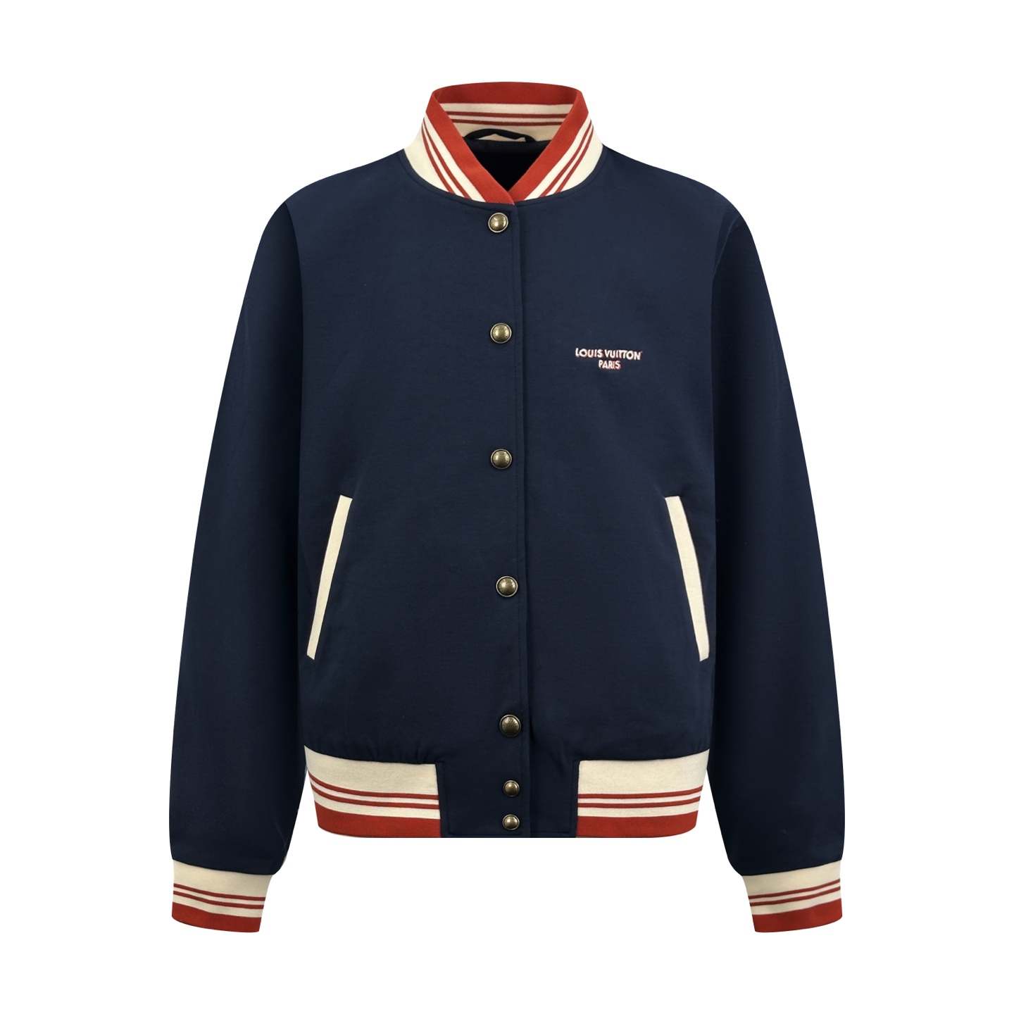 NO:952508,Version 2 LOUIS VUITTON embroidered contrasting color baseball jacket, custom-made cloud-like soft mist cotton knit, crisp and smooth, comfortable and skin-friendly, navy blue as the base, condensed as deep and quiet as the deep sea, red and white contrasting ribs outline the outline like retro gilding, contrasting colors exude American college elegance, gold buckles are embellished like stars, moon white patch pockets conceal the edge, chest LOUIS VUITTON PARIS embroidery embellishment  The century-old brand traceability is engraved. The three-dimensional embroidery of MALLETIER LOUIS VUITTON on the back is laid out like poetic lines. The LV logo is the finishing touch. Italian restraint and American retro sentiment are blended to create a wearable contemporary high-end luxury art collection. Process 1: Use imported machine embroidery technology. Use advanced computer control systems and precision mechanical components to realize LV embroidery operations with high precision and smooth and delicate lines. Process 2: Template machine bag opening  The preset template guides the position, shape and size of the bag opening. The accuracy ensures the quality of the bag opening effect. Process 3: The fabrics have been fermented and washed. The hand feel is better. Not easy to deform. Not easy to shrink. Not easy to fade. Maintain long-term beauty. Accessories. Customized 1:1 LV buttons. Customized 1:1 LV trademark. Version. Fitted version. Size S M L XL. Style number AA666, Louis Vuitton, Louis  vuitton,jackets & coats,19860909版本2 LOUIS VUITTON 刺绣撞色棒球夹克 定制云絮柔雾棉针织 挺括垂顺 舒适亲肤 藏青为底 凝萃深海般深邃静谧 红白撞色罗纹如复古鎏光勾勒轮廓 撞色间漫溢美式学院奢雅 金扣如星芒缀列 月白贴袋隐敛锋芒 胸口LOUIS VUITTON PARIS刺绣点缀 镌刻百年品牌溯源 后背MALLETIER LOUIS VUITTON立体刺绣如诗行铺陈 LV徽标点睛作结 将意式克制风骨与美式复古情怀熔铸合一 成就可穿的当代高定奢艺藏品 工艺1: 采用进口机刺绣工艺 使用先进的计算机控制系统和精密的机械部件 实现LV刺绣作业 精度高 线条流畅而细腻 工艺2: 模版机开袋 预设的模板来指导开袋的位置 形状和大小 精确性确保了开袋效果质量 工艺3: 面料都经过酵洗 手感质感更佳 不易变形 不易缩水 不易褪色 保持长久的美观 辅料 定制1:1 LV 钮扣 定制1:1 LV 商标 版型 合身版型 尺码 S M L XL 款号 AA666,,louis vuitton,louis vuitton,jackets & coats,,Men's clothing
