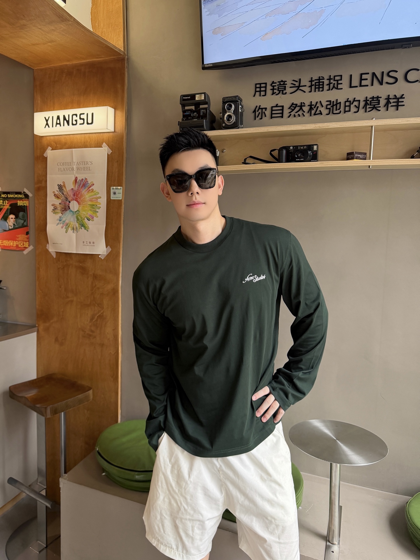 Acne Studios 刺绣长袖 定制森雾云絮有机棉针织 细腻柔软 舒适亲肤 取色森雾墨绿 凝萃北欧深林幽谧暮色 复古