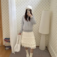 Dior 藤格纹毛衣外套 定织缂岚藤序花织混纺锦,蓬松柔润,软糯丰盈。琉灰雾银糅合霜白奠定衣身基调,大面积藤格提花编织视 Dior 藤格纹毛衣外套 定织缂岚藤序花织混纺锦,蓬松柔润,软糯丰盈。琉灰雾银糅合霜白奠定衣身基调,大面积藤格提花编织视