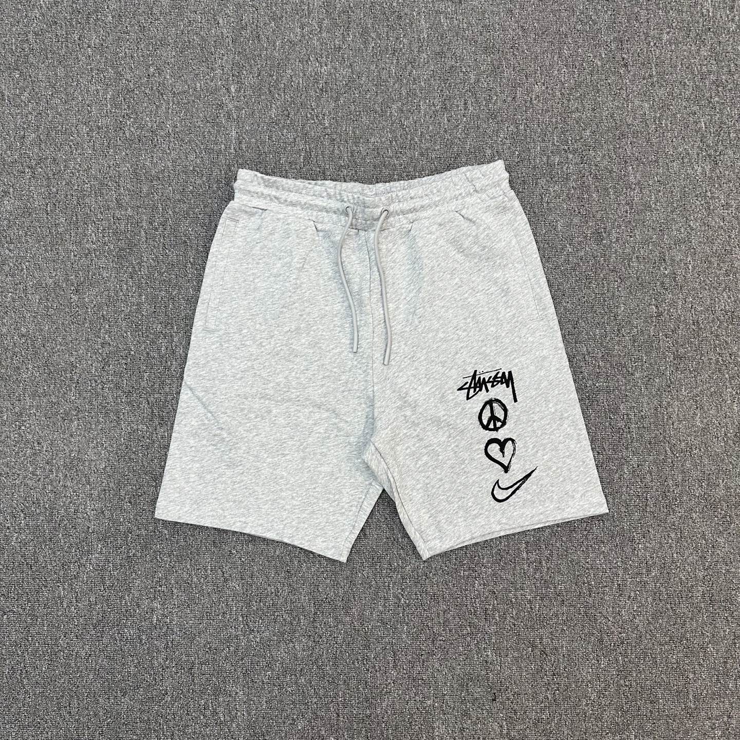 P110 XX201 Stussy x Nike estampado, pantalones cortos holgados de tela de rizo de algodón de 360g, unisex: S-XXL [negro…