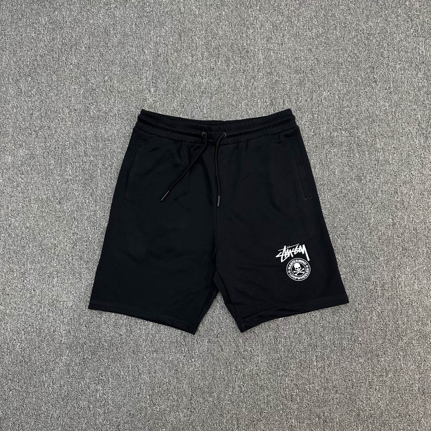 P110 XX202 Stussy estampado de calavera, pantalones cortos holgados de tela de rizo de algodón de 360g, unisex: S-XXL […
