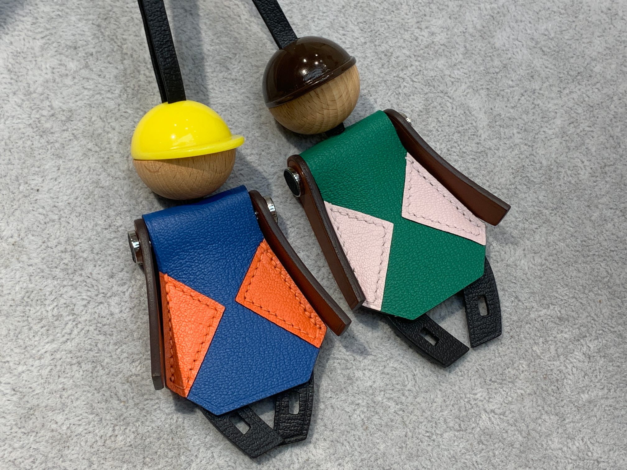 Hermes Jockey Charm: Equestrian-inspired design with stainless steel hardware, 12x5cm size.