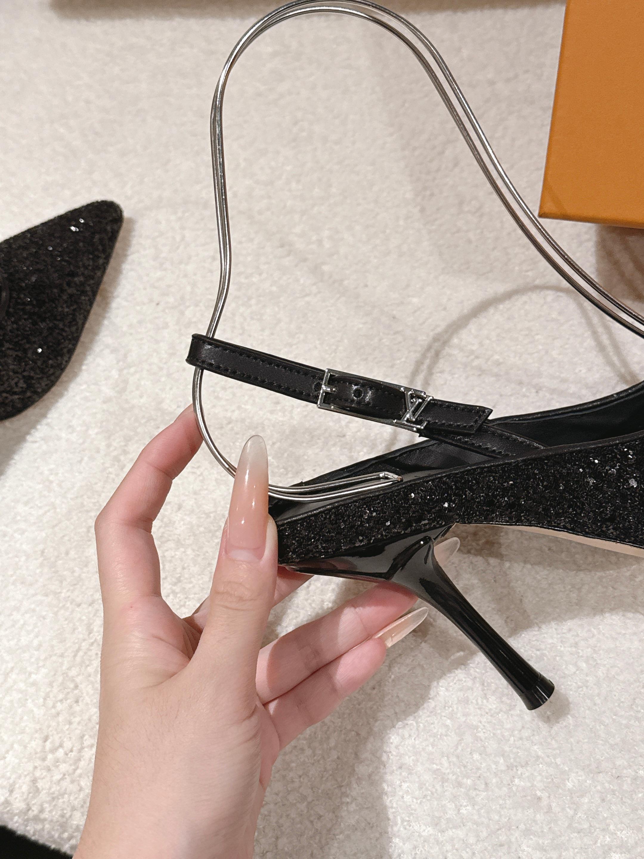 louis vuitton black gala slingback pumps