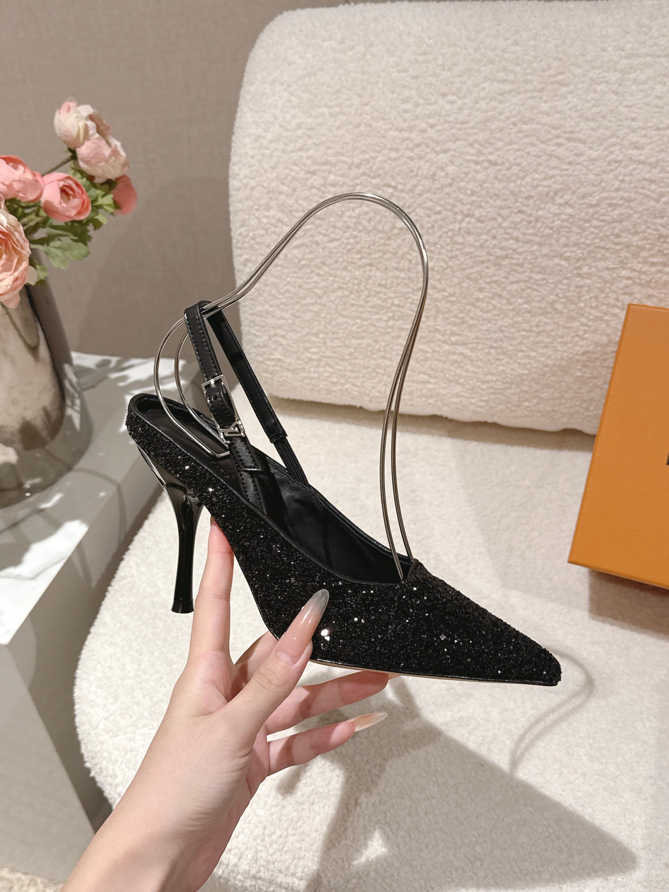 louis vuitton black gala slingback pumps