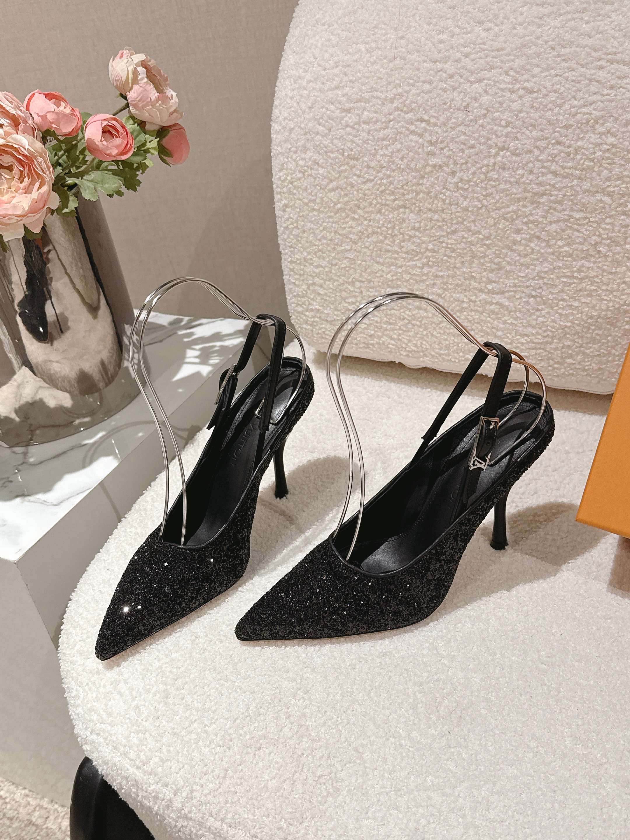 louis vuitton black gala slingback pumps