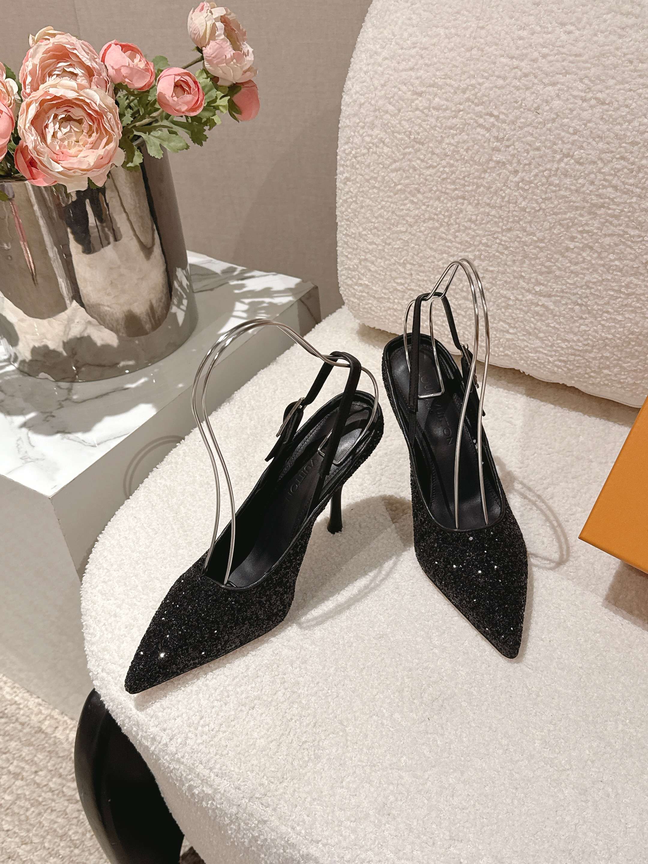 louis vuitton black gala slingback pumps