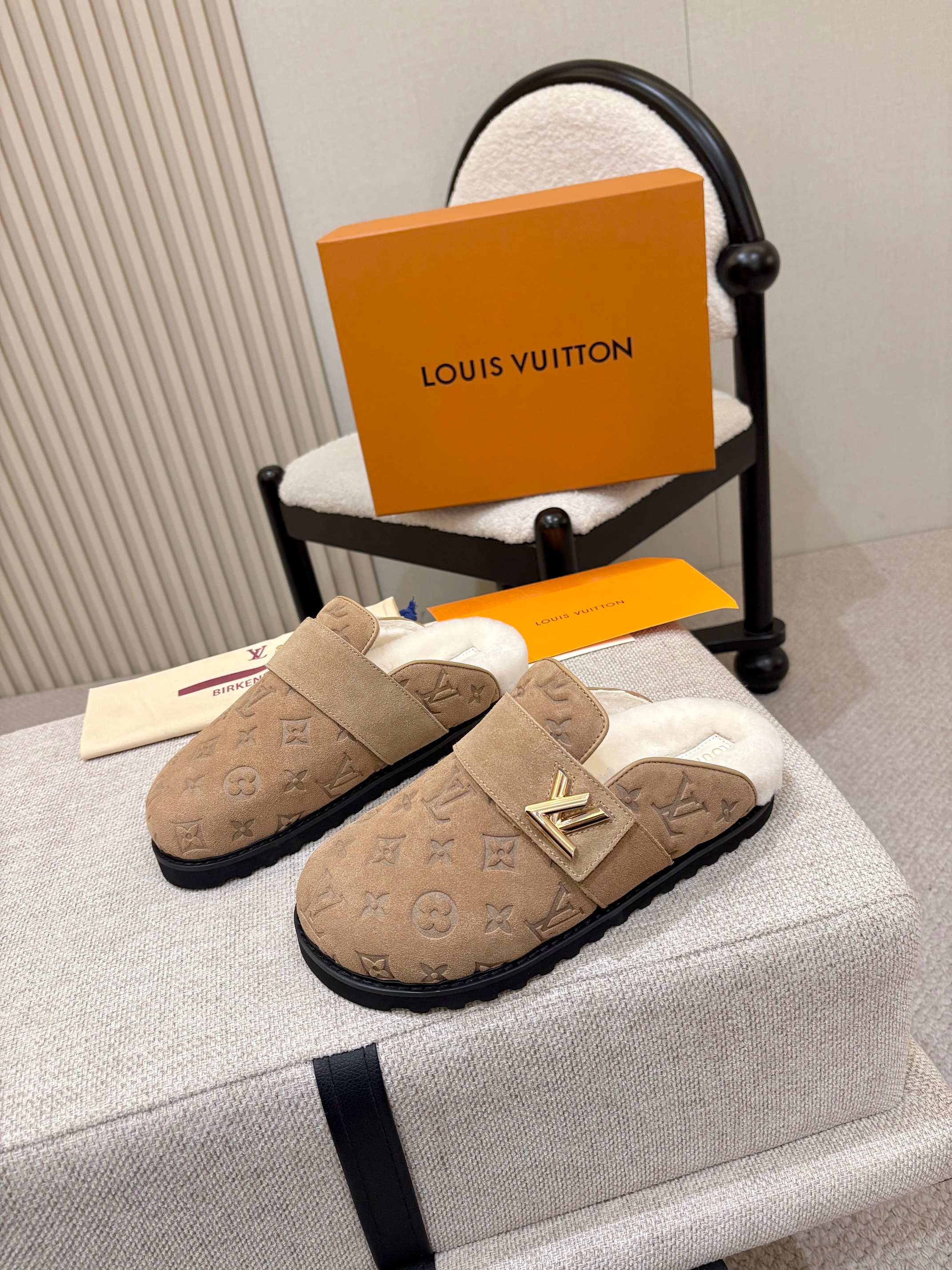 Louis Vuitton Beige Monogram Mules