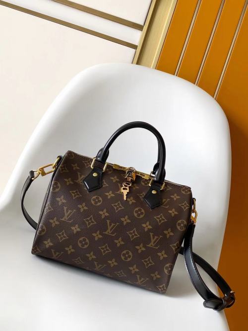 Louis Vuitton Speedy 25 Monogram Canvas Handbag with Shoulder Strap